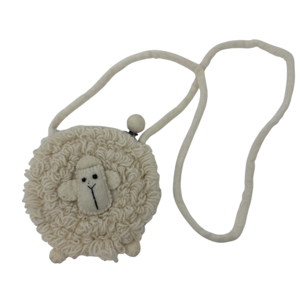 Vintage Sheep Felt Round Shape Animal Crossbody Bag